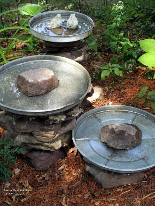 DIY Stacked Stone Bird Bath