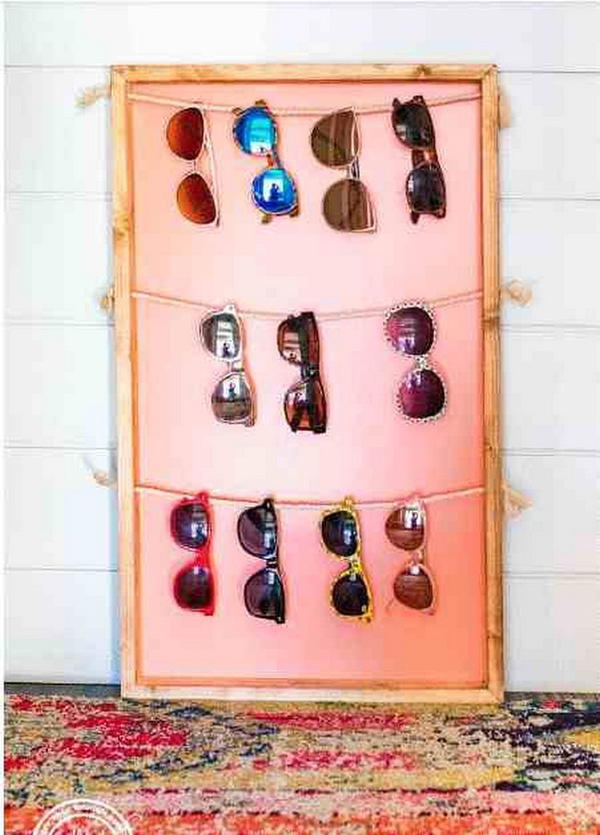 DIY Sunglass Holder Wall Display