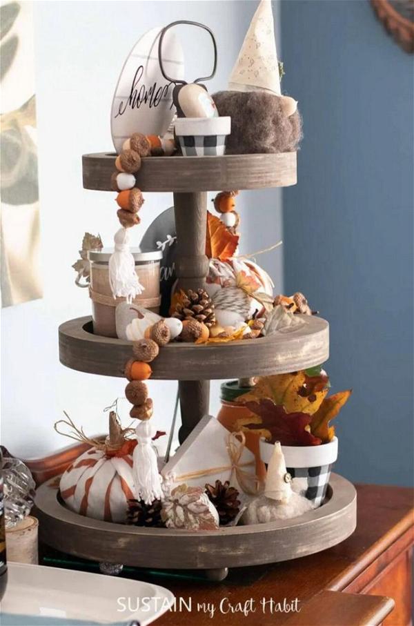 DIY Tiered Tray Decor For Fall