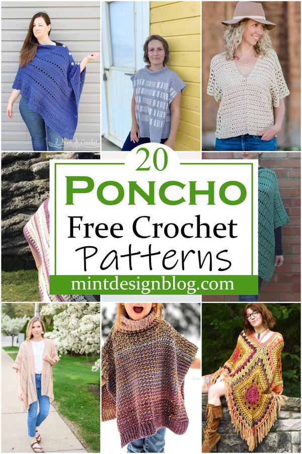 20 Free Crochet Poncho Patterns - Mint Design Blog