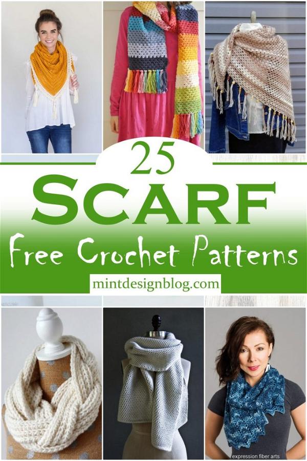 25 Free Crochet Scarf Patterns For beginners - Mint Design Blog