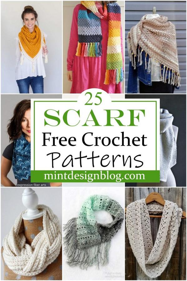 25 Free Crochet Scarf Patterns For beginners - Mint Design Blog