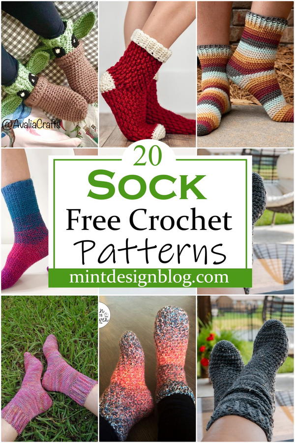 20 Free Crochet Sock Patterns - Mint Design Blog