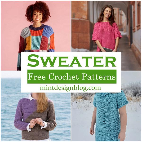 27 Free Crochet Sweater Patterns - Mint Design Blog