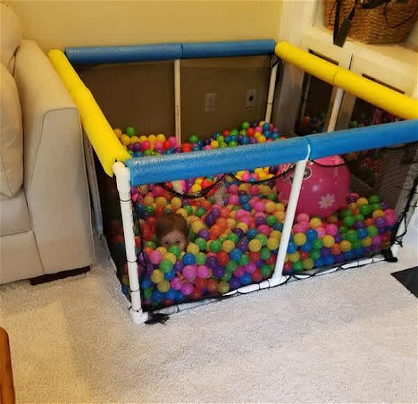 Homemade Ball Pit Using Pool Noodles