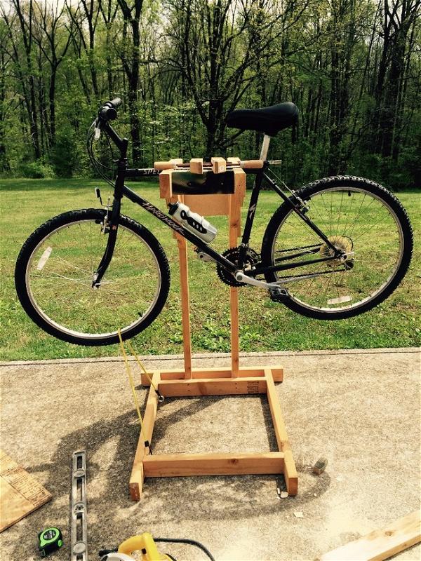 Homemade Wooden Bicycle Stand With Dual Mounting