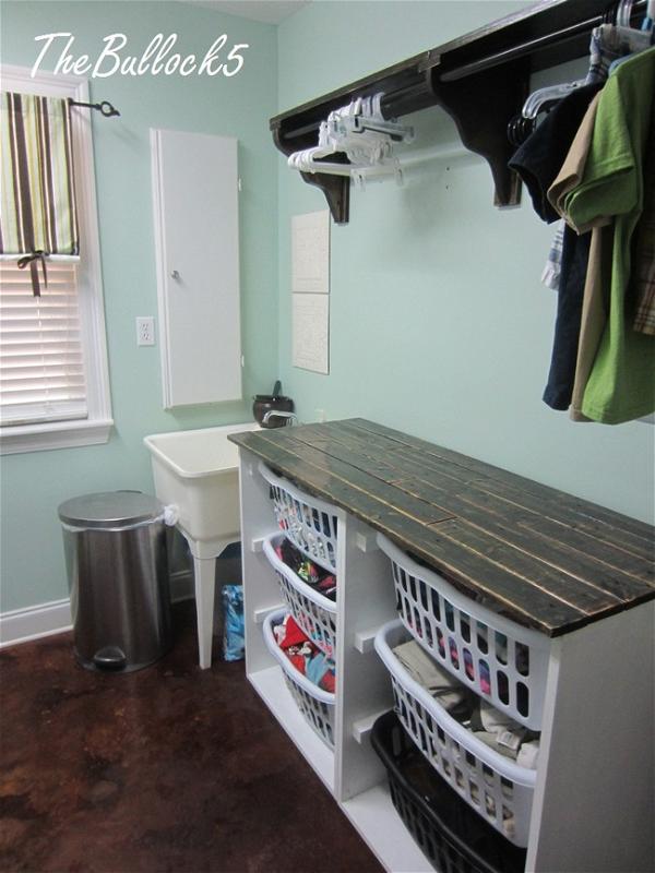 Laundry Dresser Area And Hanging Shelf