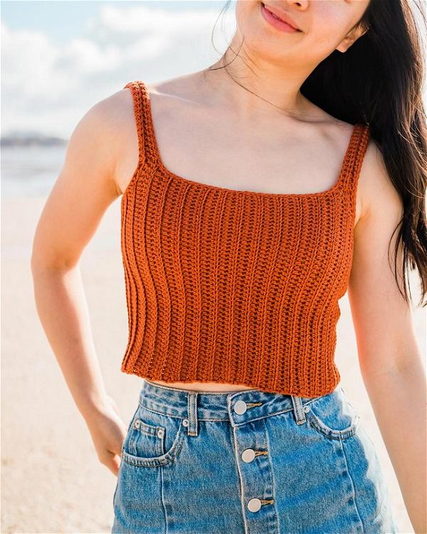 Terracotta Ribbed Crop Top