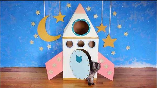 Vintage DIY Cardboard Cat House