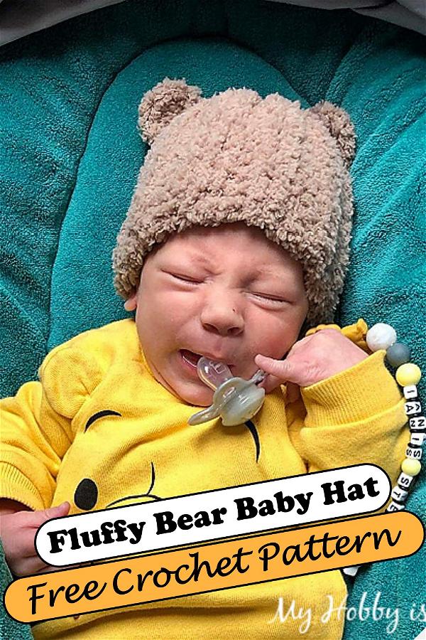 Crochet Fluffy Bear Baby Hat