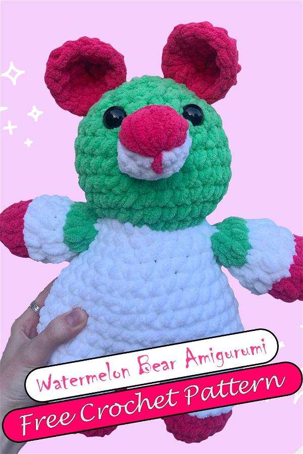 Crochet Watermelon Bear Amigurumi