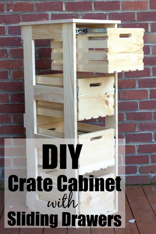 DIY Cabinet with Sliding Crate Drawers