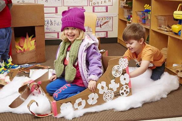 DIY Play Cardboard Sled