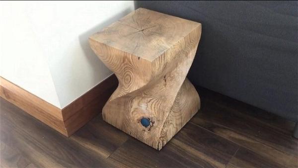 DIY Twisted Stool End Table