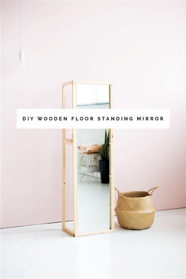 DIY Wooden Floor Mirror Stand