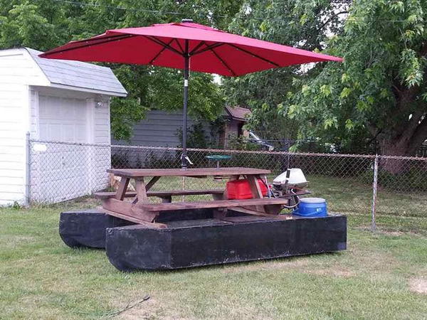 Picnic Tabled Pontoon Boat