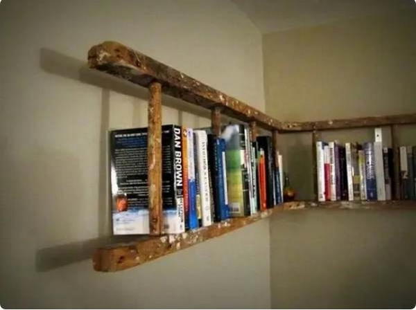 Repurposed Ladder Shelf