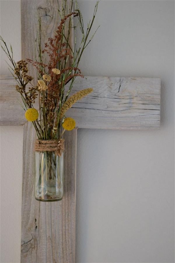 Rustic Whitewashed Wooden Cross