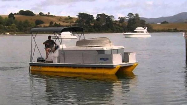 Wood-Barrel Pontoon Boat