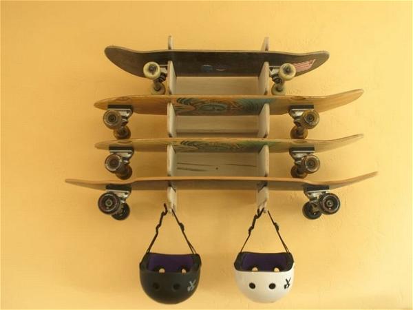 Wooden Skateboard Rack