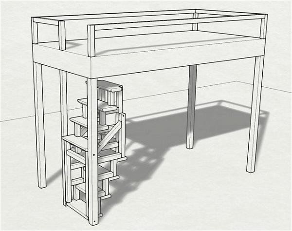 Bunk Bed Foldable Wood Stair