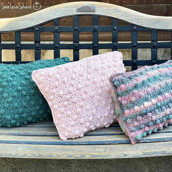 Crochet Bobble Pillow Trio