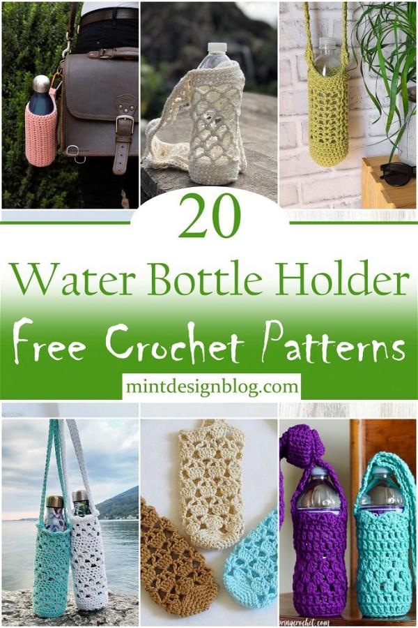 20 Crochet Water Bottle Holder Free Patterns - Mint Design Blog