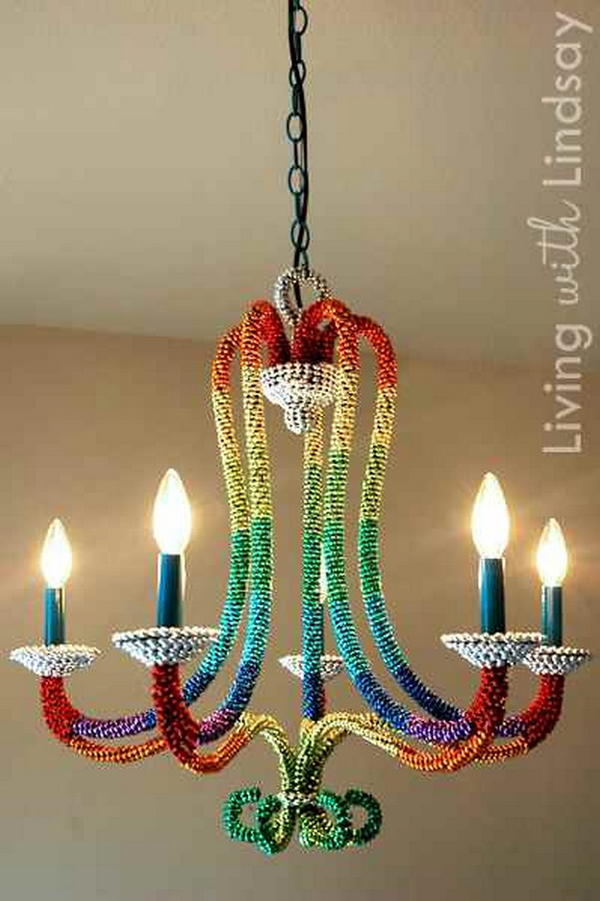 Beaded rainbow color lamp