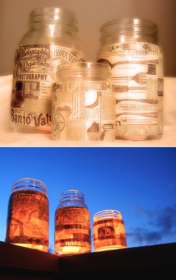 DIY Decoupage Mason Jar Lanterns