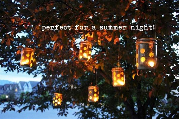 DIY Garden Polka Dot Mason Jar Lanterns