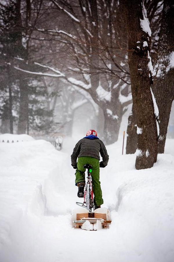 DIY Snow Plow For Bicycle