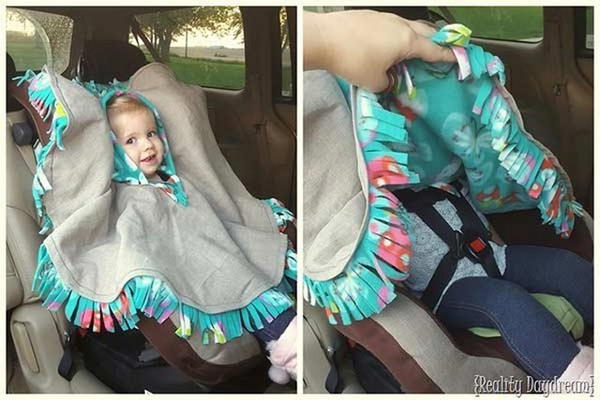 Fleece Lined Hooded Car Seat Poncho