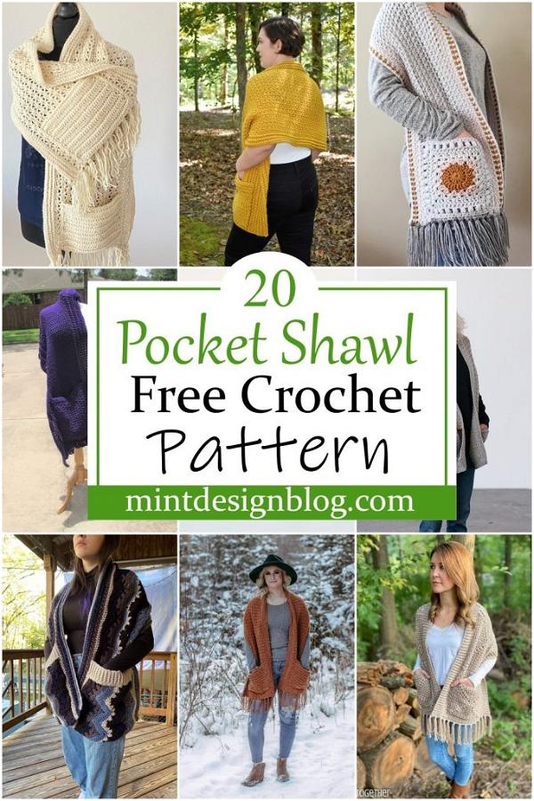 20 Free Crochet Pocket Shawl Patterns - Mint Design Blog