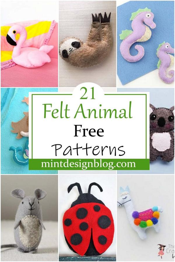 21 Easy And Cute Felt Animal Patterns Free - Mint Design Blog