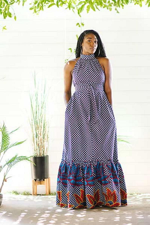 Halter Maxi Dress With Ruffles