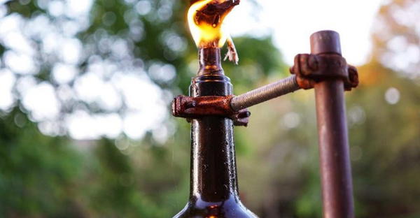 Make Wine Bottle Tiki Torches