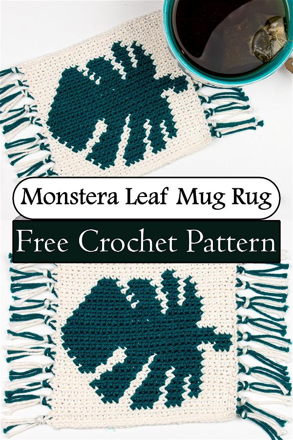 Monstera Leaf Crochet Mug Rug