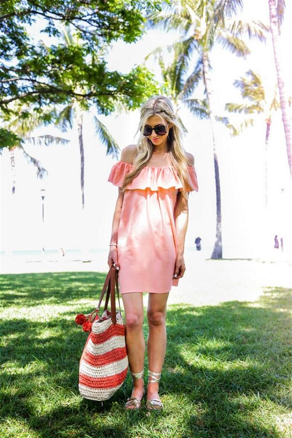 Off Shoulder Dress With Ruffles
