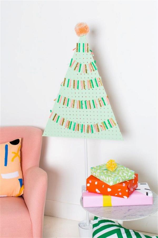 Pegboard Christmas Tree for Cards, Artwork, or Ornaments