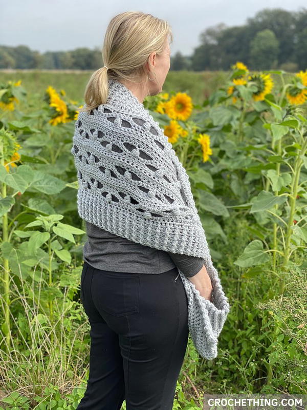 Puff Stitch Pocket Shawl