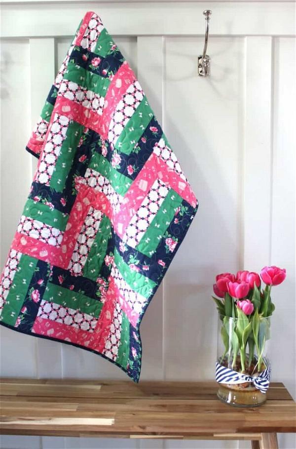Quick Rail Fence Baby Quilt