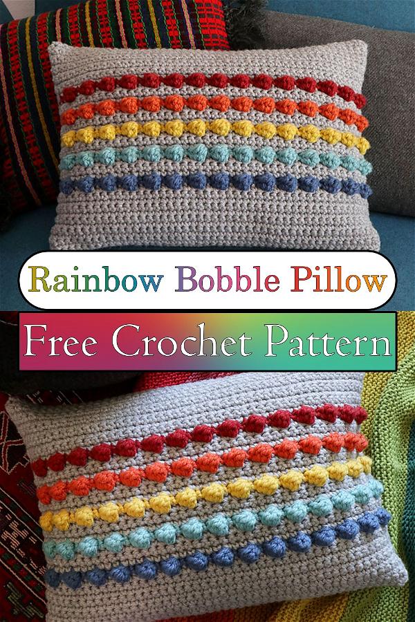 Rainbow Bobble Pillow