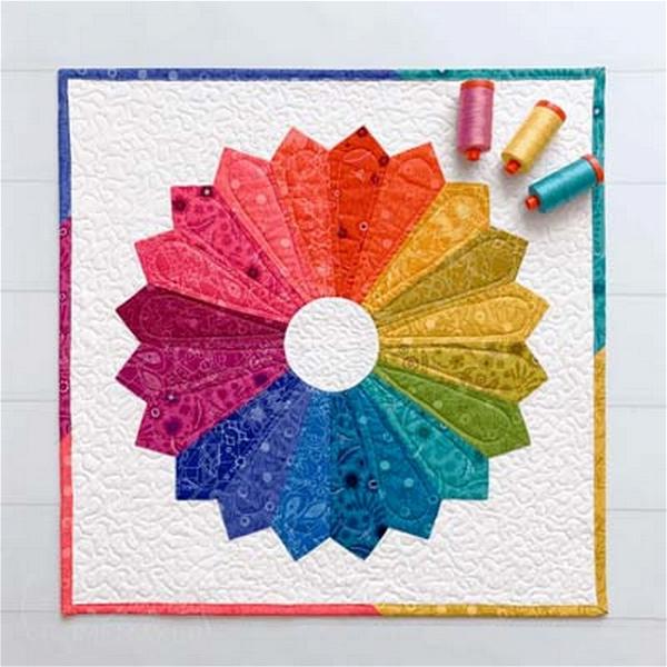Rainbow Dresden Plate Mini Quilt