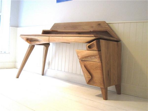 Sculpted Oak Small Reception Desk