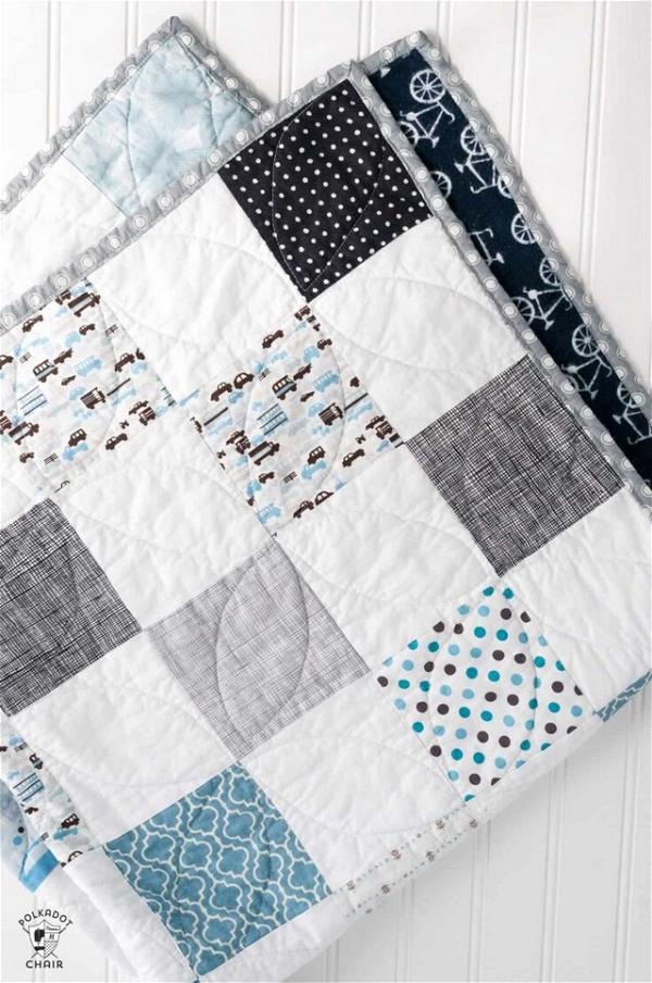 Simple Patchwork Color Blocked Baby Quilt Tutorial