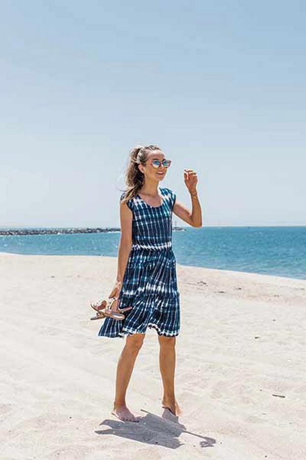 Tie Dye Cap Sleeve Tiered Dress