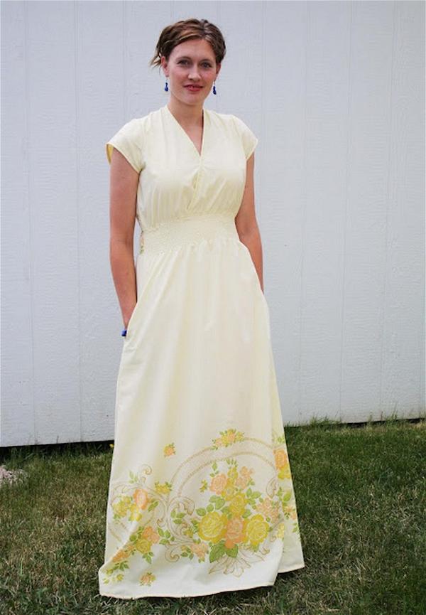 Turn A Vintage Sheet Into A Wrap Front Dress