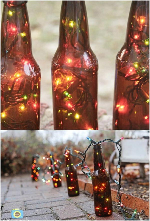 Upcycled Beer Bottle Garden Lights