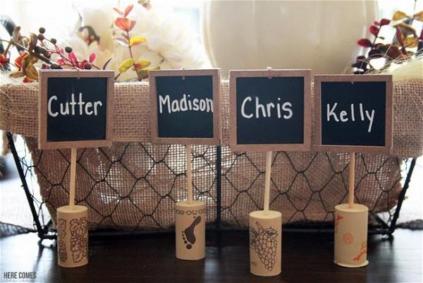 Chalkboard And Wine Cork Place Cards