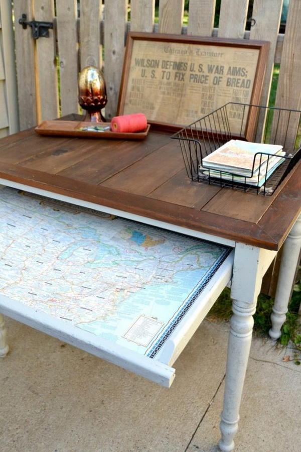 DIY Desk Makeover With A Map